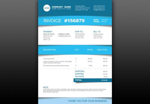 Adobe Stock - Invoice Layout with Blue Accents - 233653785