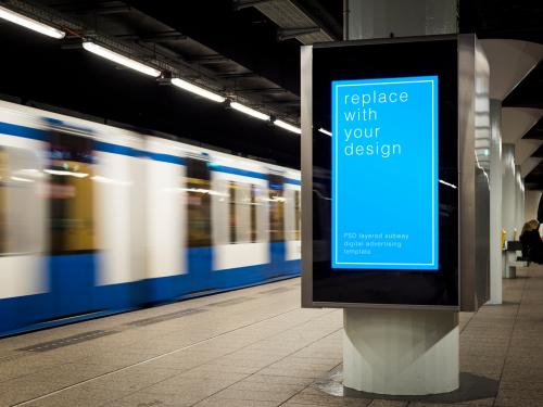 Adobe Stock - Advertising Kiosk in Transit Station Mockup - 234564755