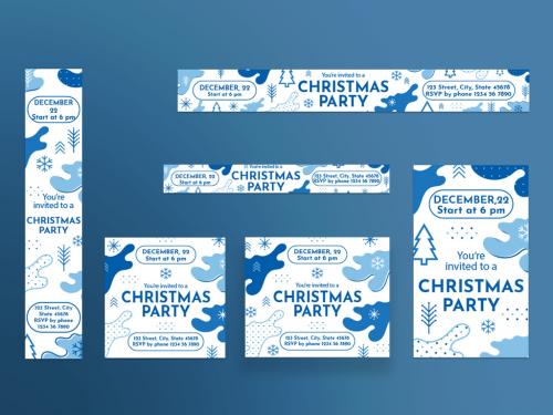 Adobe Stock - Christmas Web Banner Layout with Snowflake and Christmas Tree Elements - 236175405