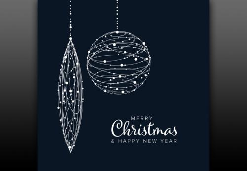 Adobe Stock - Christmas Card Layout with Ornaments - 236340127