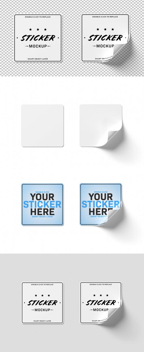 Adobe Stock - 2 Square Stickers Isolated Mockup - 237037818
