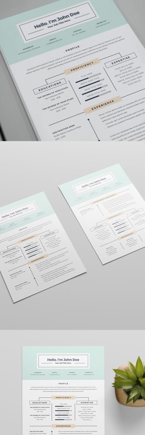 Adobe Stock - Resume Layout with Teal Elements - 237238132