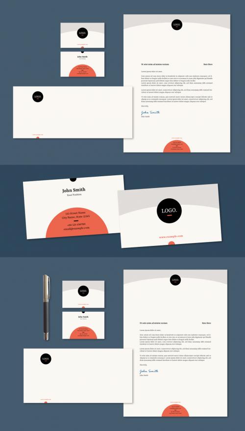 Adobe Stock - Stationery Set Layout with Circles - 237762002