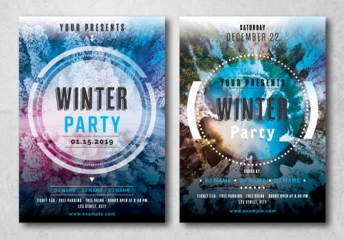 Adobe Stock - Winter Party Flyer Layout with Photo Placeholder - 238430594