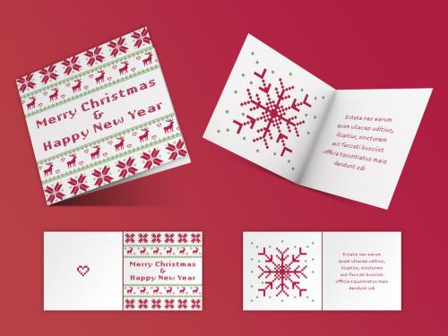 Adobe Stock - Cross Stitch Holiday Greeting Card Layout - 238443118
