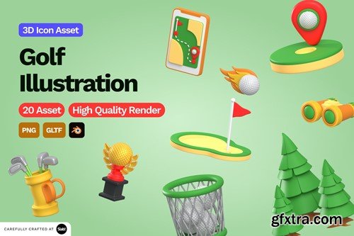 3D Golf Illustration AK77GX7