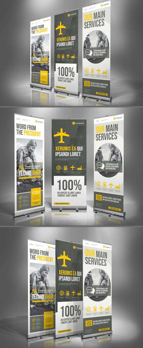 Adobe Stock - Roll-Up Banner Layout with Yellow Accents - 238574814