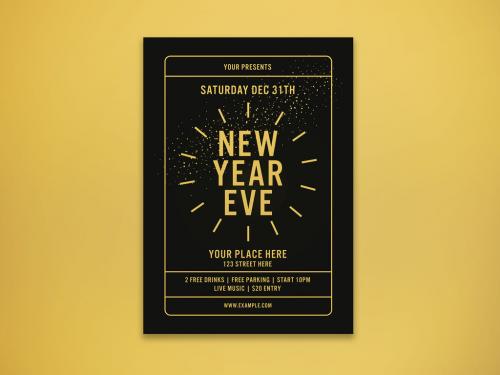 Adobe Stock - New Year's Party Flyer Layout with Abstract Fireworks Illustrations - 238806247