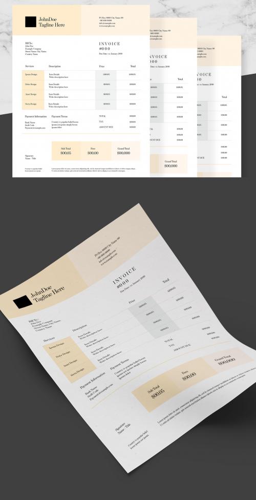 Adobe Stock - Invoice Layout with Pale Orange Accents - 238961856