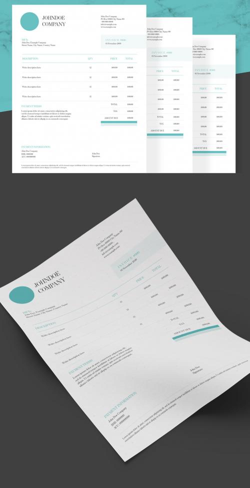 Adobe Stock - Invoice Layout with Teal Accents - 238961881