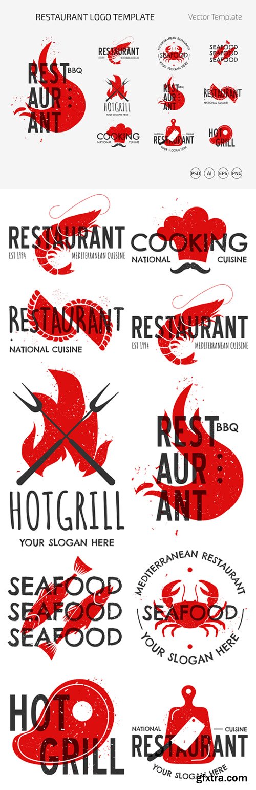 Restaurant Logo Templates for Illustrator & Photoshop