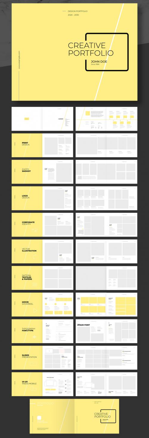 Adobe Stock - Personal and Agency Portfolio Layout with Yellow Accents - 240018830