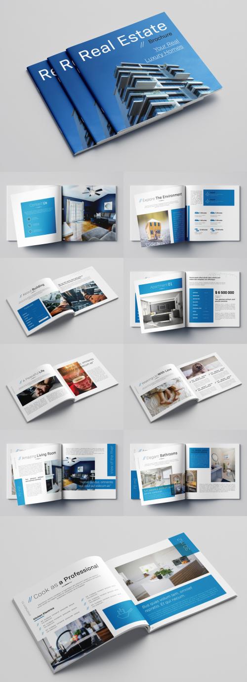 Adobe Stock - Real Estate Brochure Layout with Blue Accents - 242182852