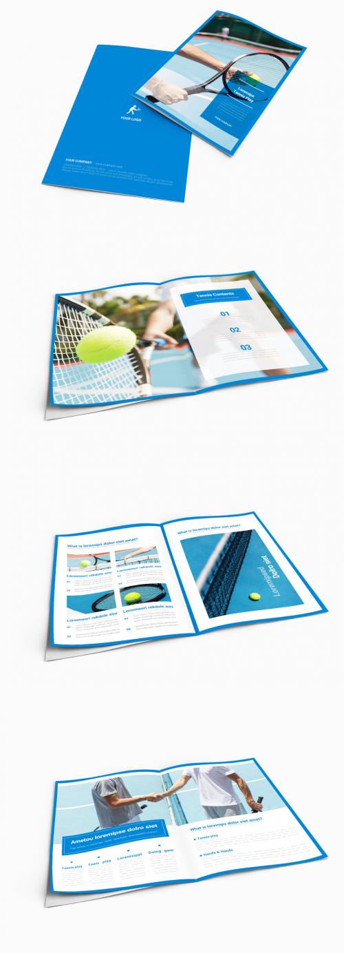 Adobe Stock - Tennis-Themed Brochure Layout with Blue Accents - 242383288