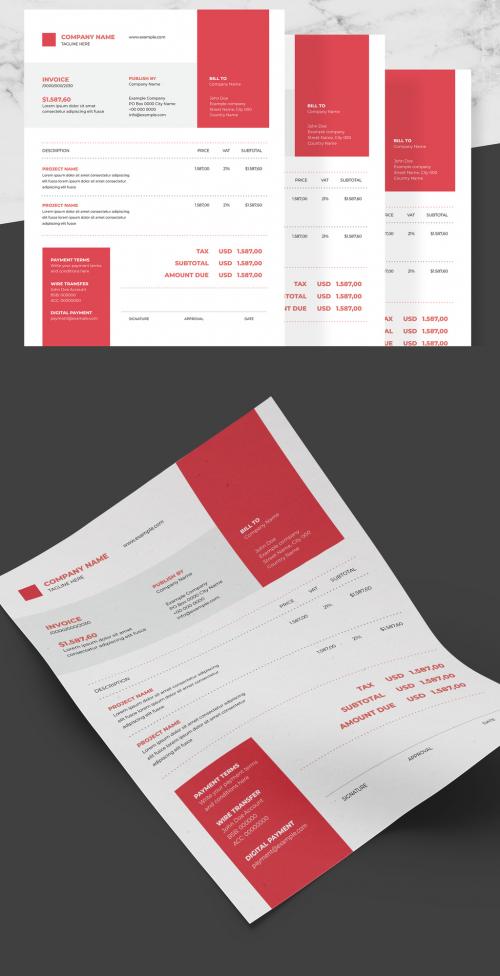 Adobe Stock - Corporate Invoice Layout with Red and Black Accents - 242506863