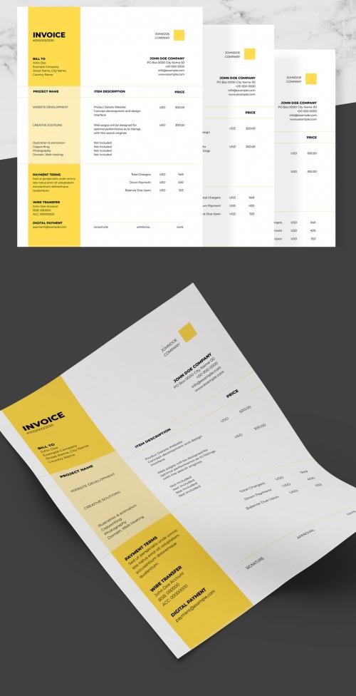 Adobe Stock - Corporate Invoice Layout with Yellow and Black Accents - 242506877