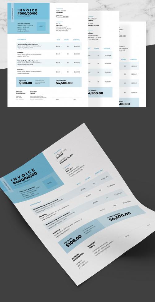 Adobe Stock - Business Invoice Layout with Blue and Black Accents - 242506880