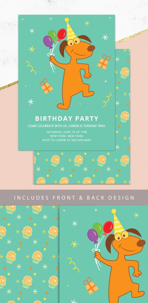 Adobe Stock - Birthday Invitation Layout with Animals - 242748301