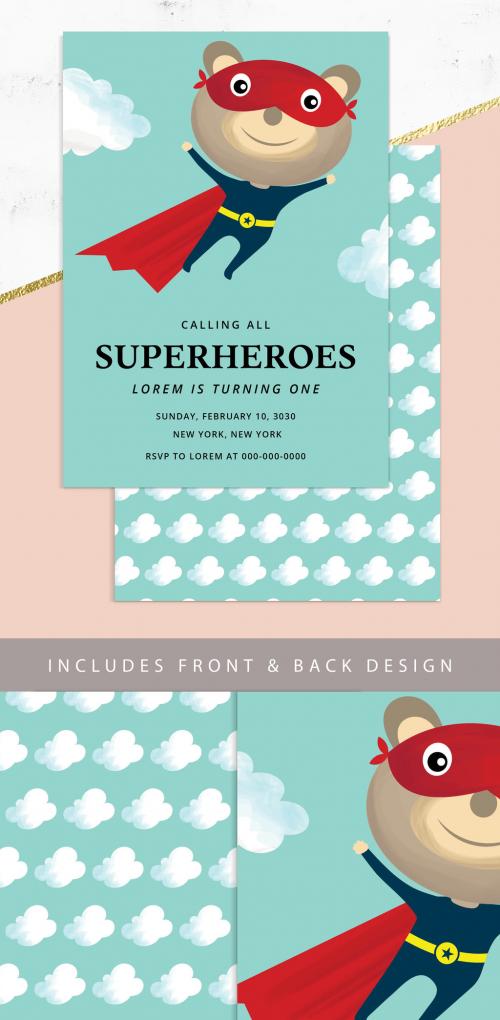 Adobe Stock - Superhero Birthday Party Invitation Layout - 242748316