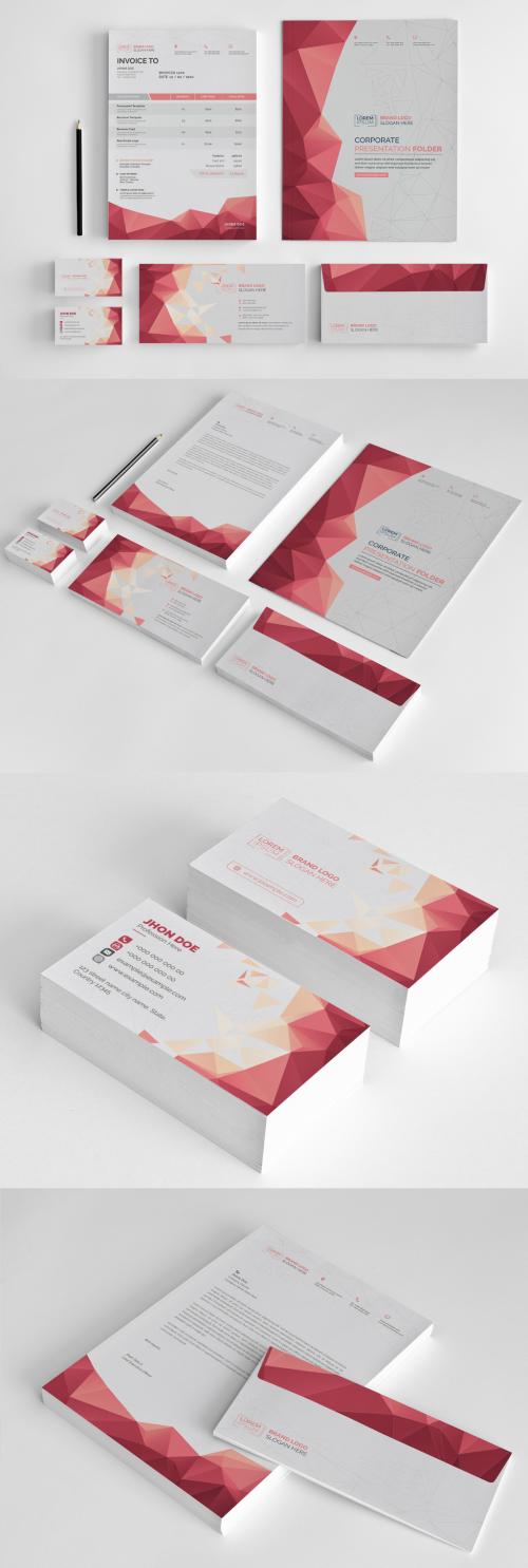 Adobe Stock - Stationery Set with Red Accents - 242884111