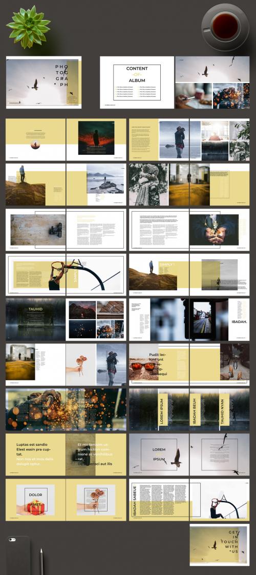 Adobe Stock - Photo Album Layout With Yellow Accents - 243909323