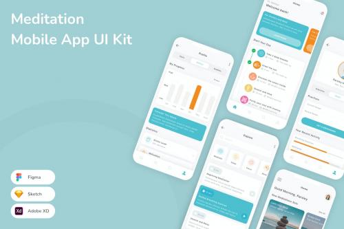Meditation Mobile App UI Kit 2RH9W3B