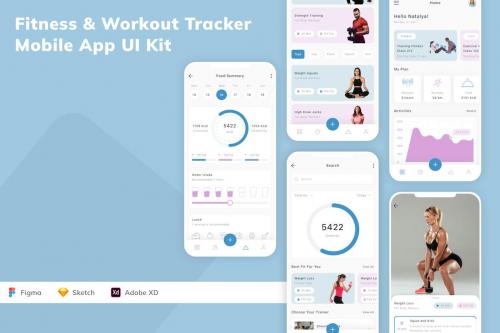 Fitness & Workout Tracker Mobile App UI Kit 7PSJYHK