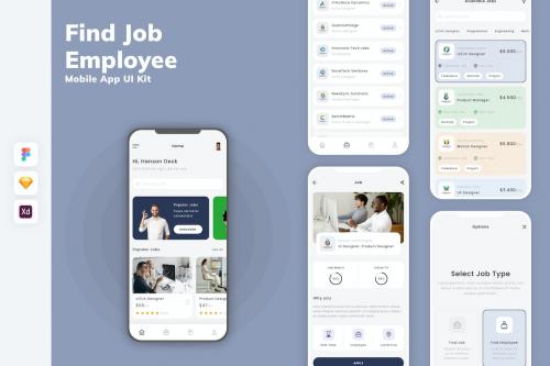 Find Job & Employee Mobile App UI Kit 677ASNL