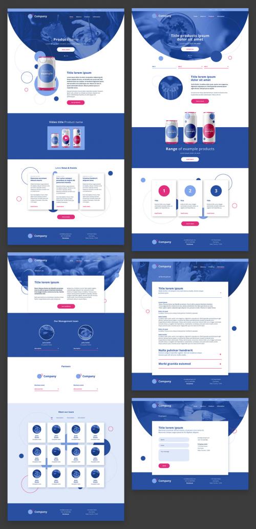Adobe Stock - Website Design Layout with Blue and Pink Accents - 245174213