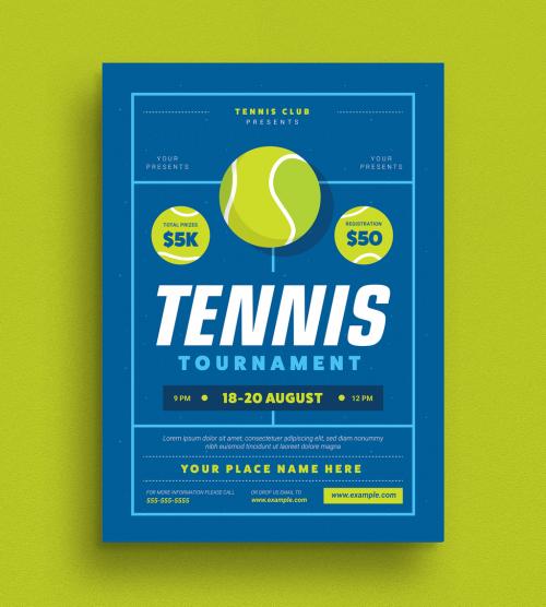 Adobe Stock - Blue Tennis Tournament Event Flyer - 245188085