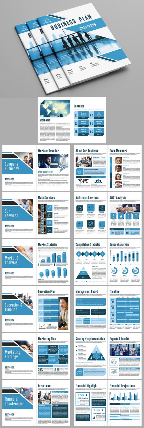 Adobe Stock - Business Plan Layout with Blue Accents - 245224119