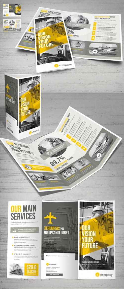 Adobe Stock - Yellow and Gray Trifold Brochure Layout - 246013315