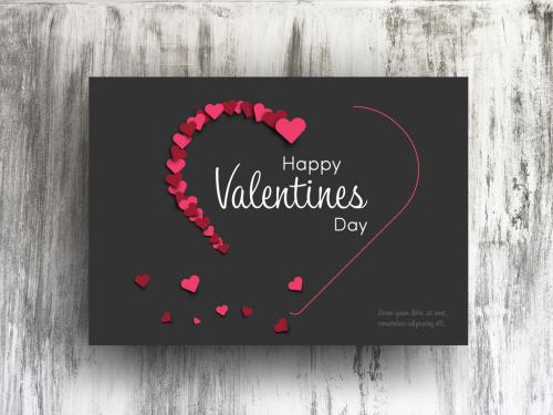 Adobe Stock - Valentine's Day Card Layout with Dark Background - 246030499