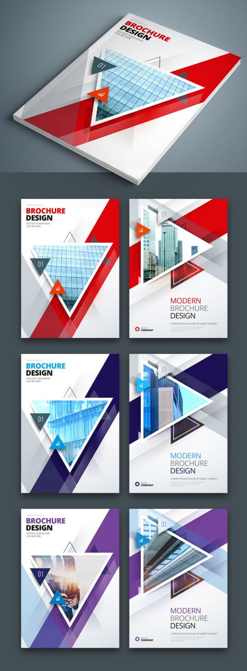 Adobe Stock - Red Business Report Cover Layouts with Big Triangles - 246236830