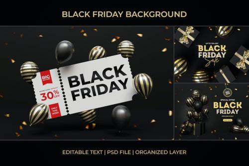 Black Friday Sale Background Psd Template Set