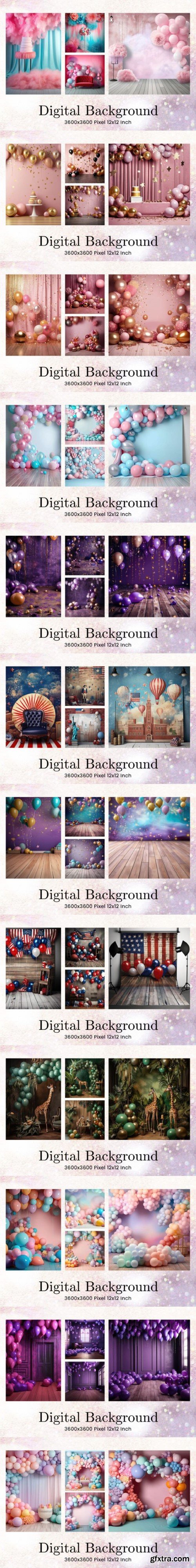 Balloon Party Studio Backdrop Overlays