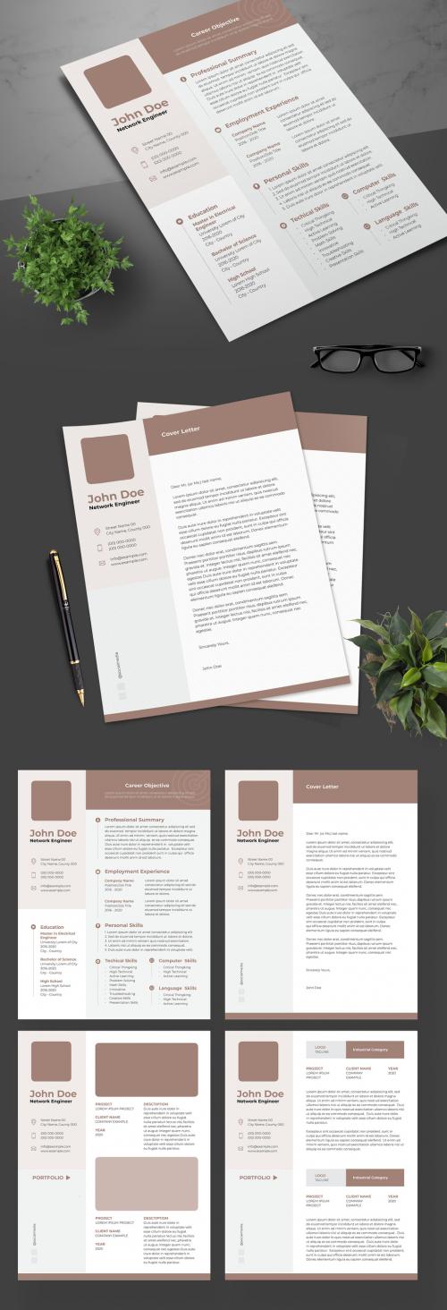 Adobe Stock - Resume Layout with Brown and Tan Accents - 247454871