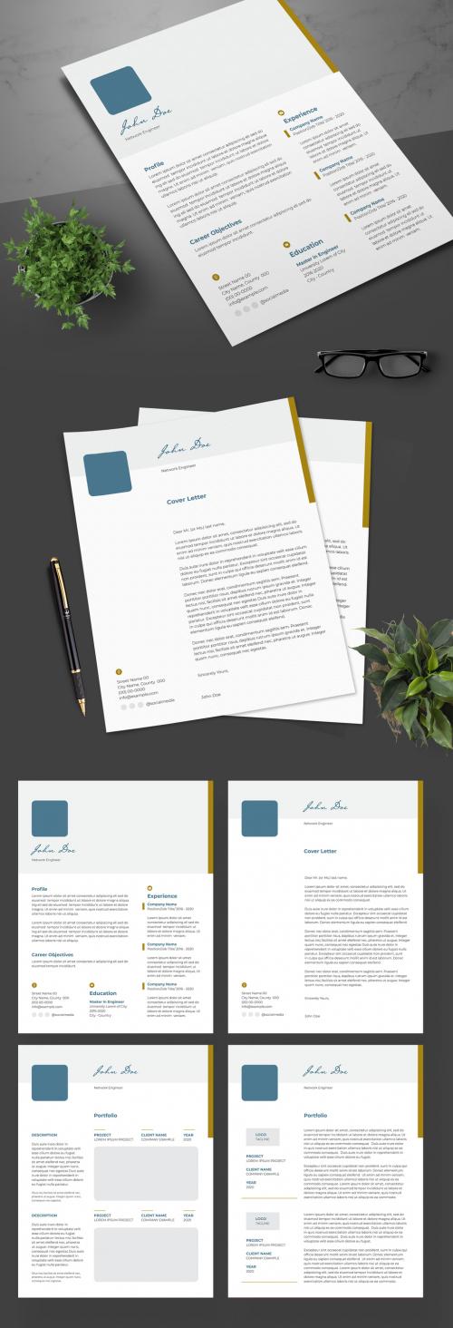 Adobe Stock - Resume Layout with Teal and Brown Accents - 247454908