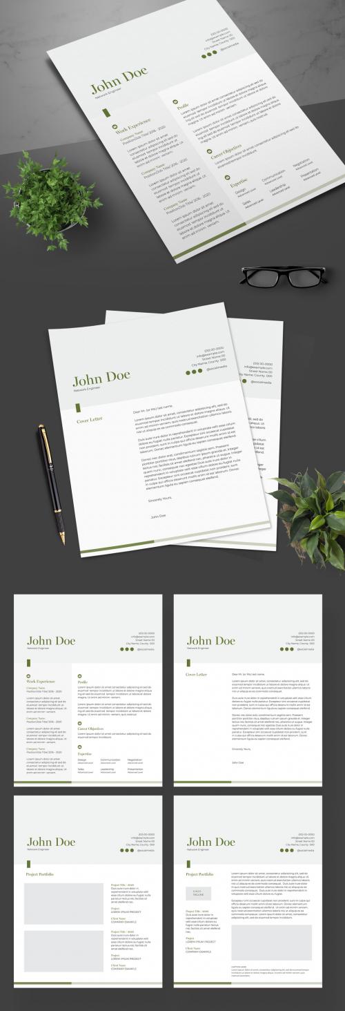 Adobe Stock - Resume Layout with Green Accents - 247454914