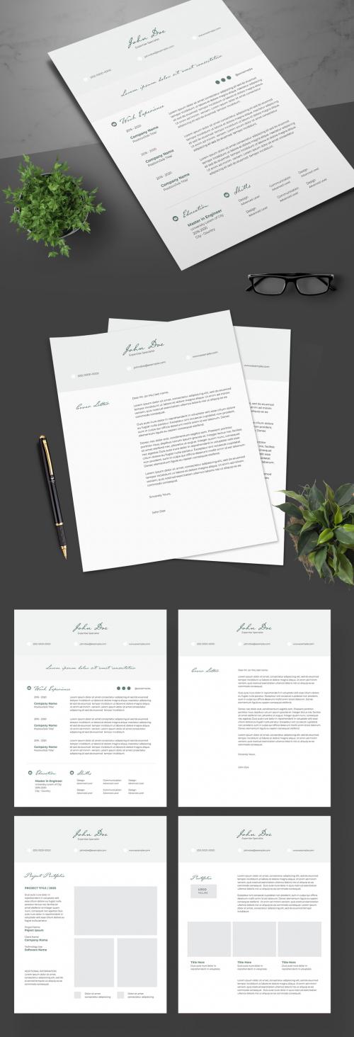 Adobe Stock - Resume Layout with Green Accents - 247454971