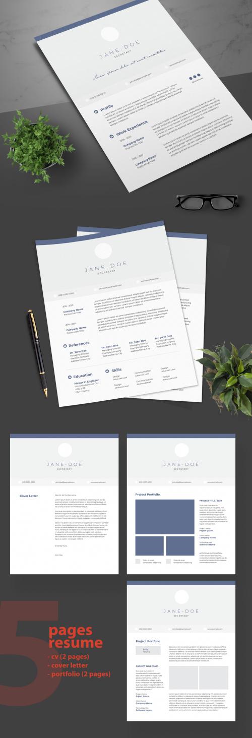 Adobe Stock - Resume Layout with Navy Blue Accents - 247454987
