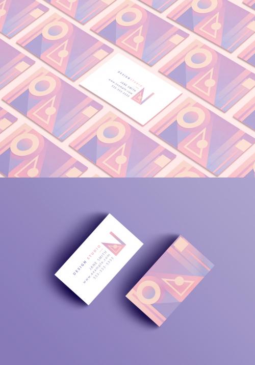 Adobe Stock - Business Card Layout with Pastel Geometric Patterns - 247663405