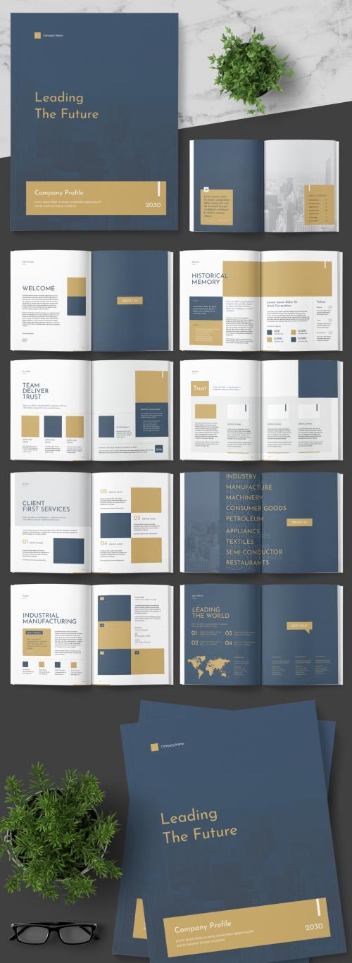 Adobe Stock - Company Profile Layout with Gold and Dark Teal Accents - 247823269