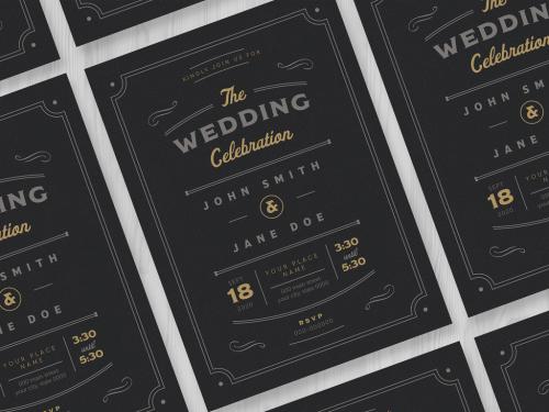 Adobe Stock - Wedding Invitation Layout on a Black Background - 248747225