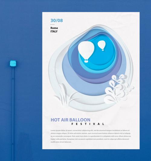 Adobe Stock - Poster Layout with Hot Air Balloon Cutout Illustration - 248956375