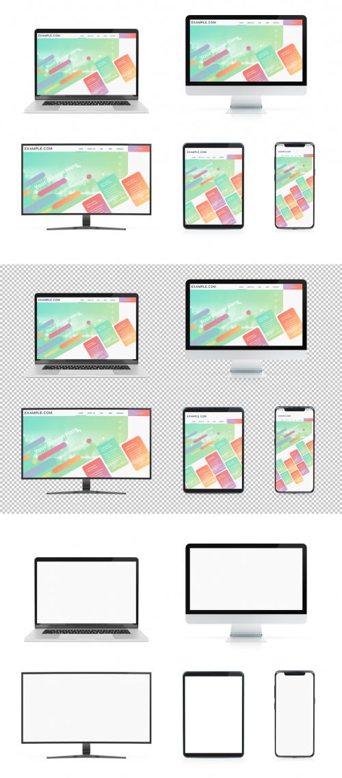 Adobe Stock - 5 Devices Isolated on White Mockup - 249382956
