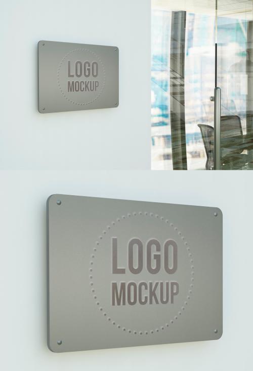 Adobe Stock - Metal Sign on Wall Mockup - 249400833