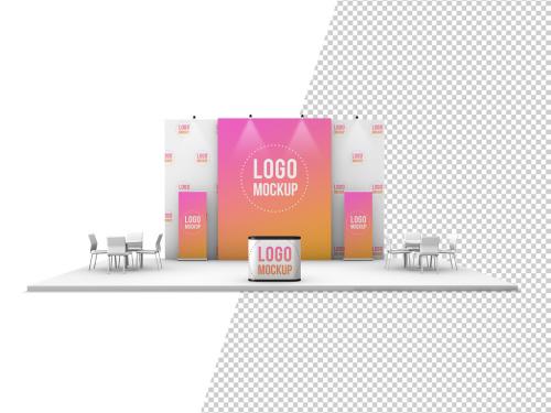 Adobe Stock - Kiosk with Banners and Background Mockup - 249408451
