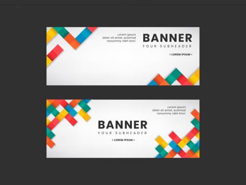 Adobe Stock - Social Media Banner Layouts with Colorful Squares - 250905382