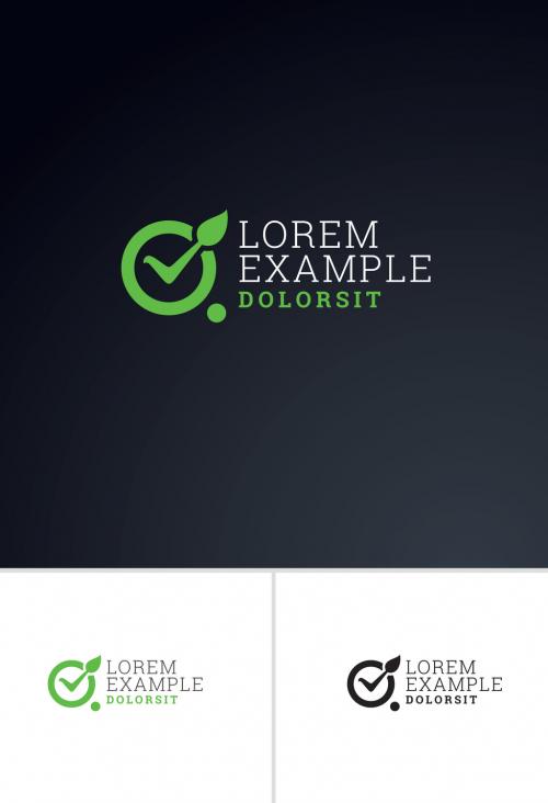 Adobe Stock - Green Leaf Checkmark Logo Layout - 251861618